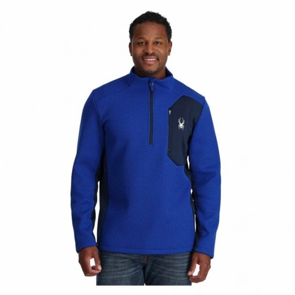 Spyder Bandit 1/2 Zip Jacket Mens Size XL Blue Black Knit Pullover Outdoor